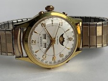 Giroxa automatic triple date moonphase calendar mid 50's vintage